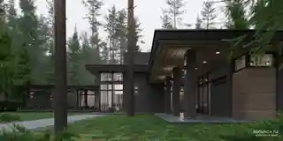 Двухэтажный дом c баней под общей кровлей