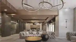 Общий блок гостиной, кухни и холла