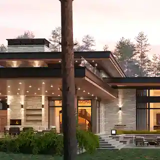 Дом в лесу в составе проекта территории частной резиденции