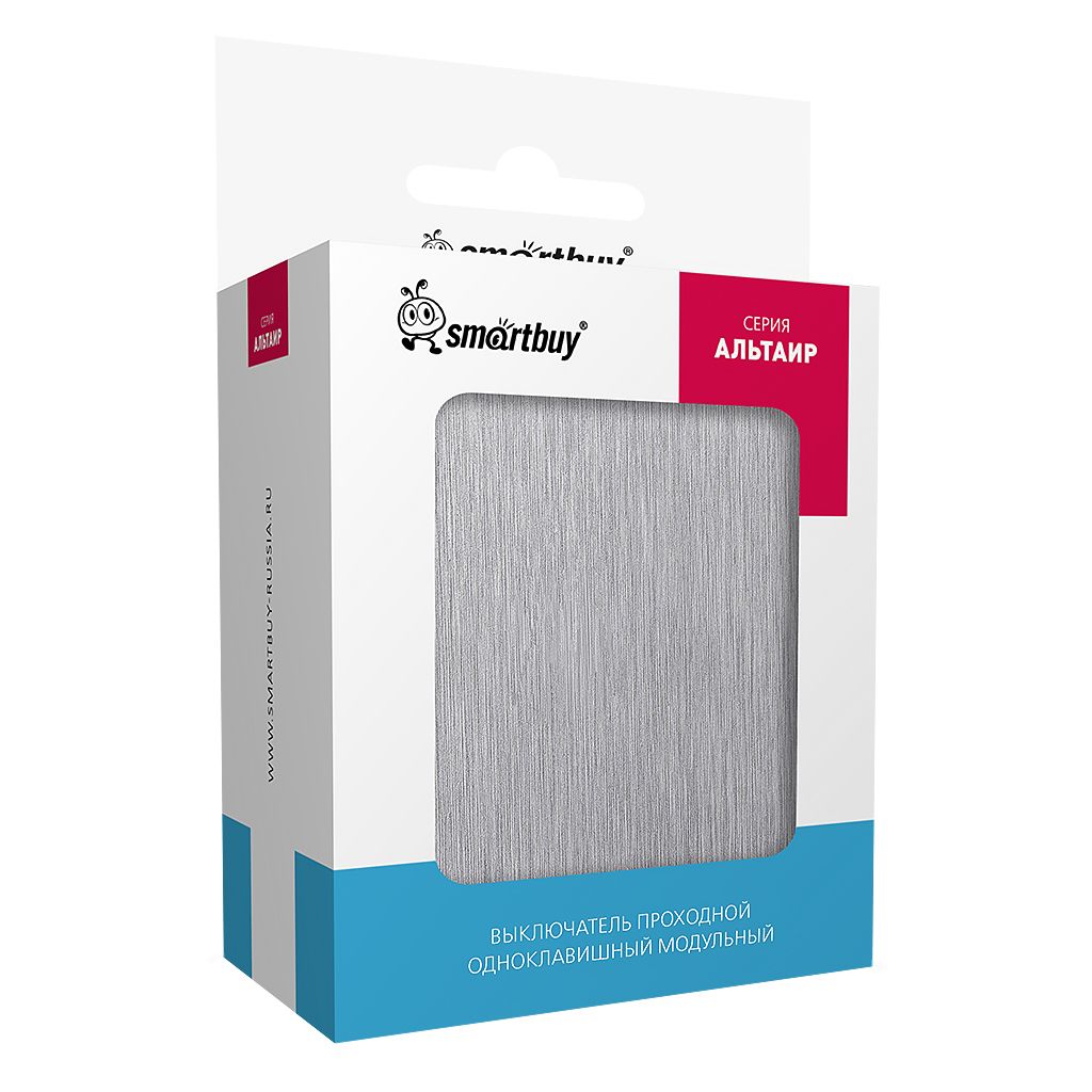 Выключатель проходной 1-клавишный модульный 10А алюминий серебро «Альтаир» (SBE-m11al-10-SW12-0)