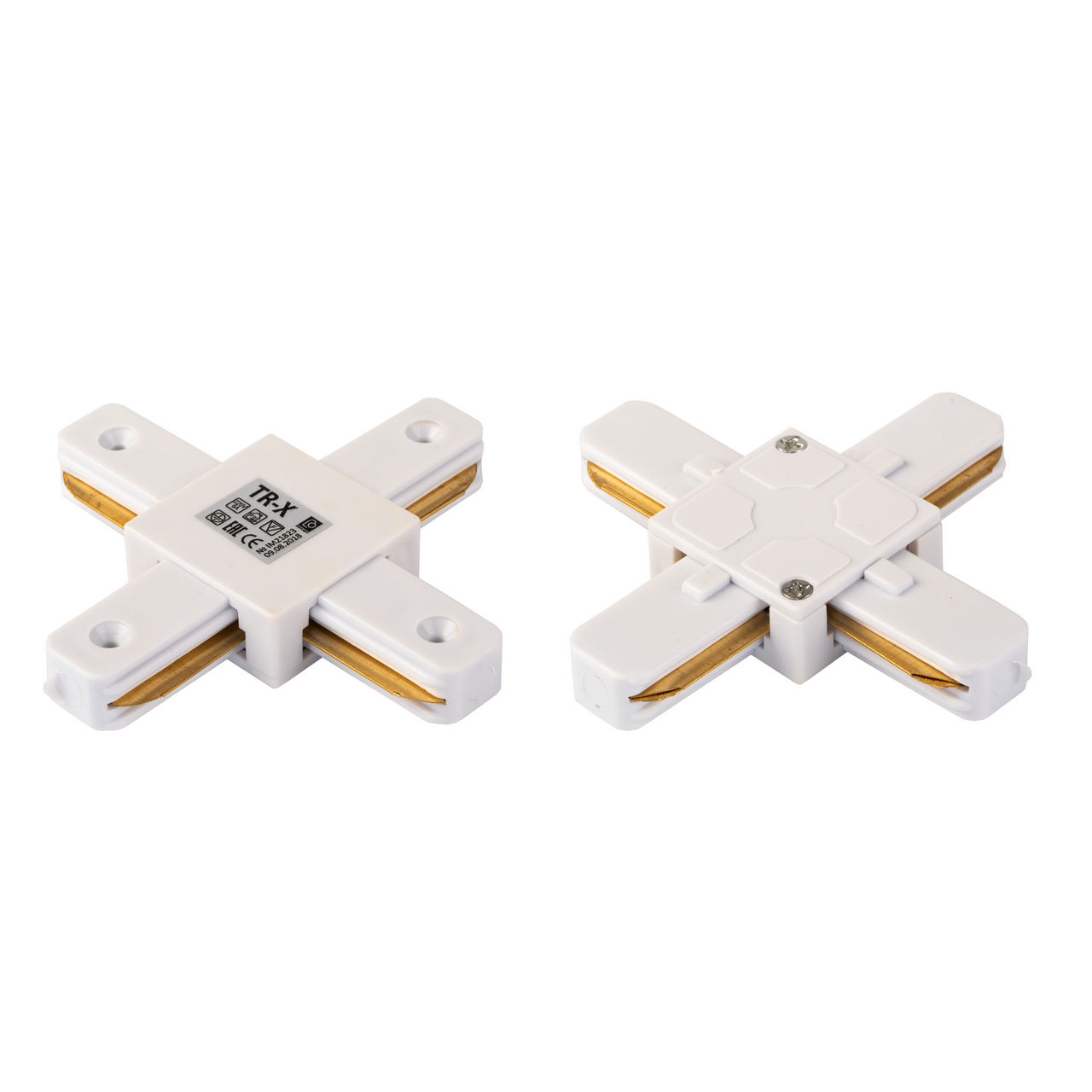 X- соединитель питания для накладного шинопровода трековой системы 1 фазный трек 10А, 220В, Белый TR-X WH