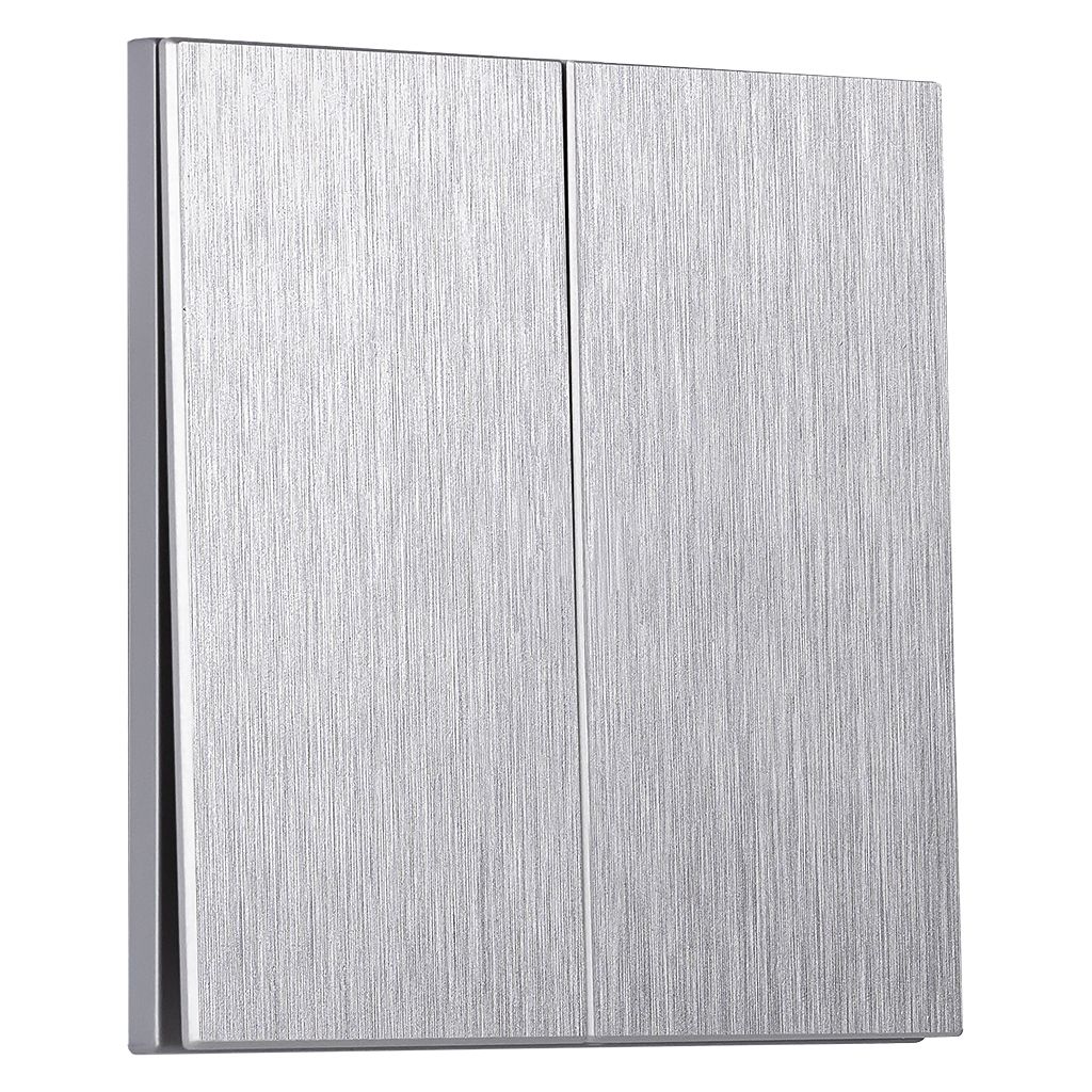 Выключатель 2-клавишный независимый 10А алюминий серебро «Альтаир» (SBE-i11al-10-SW2-0)