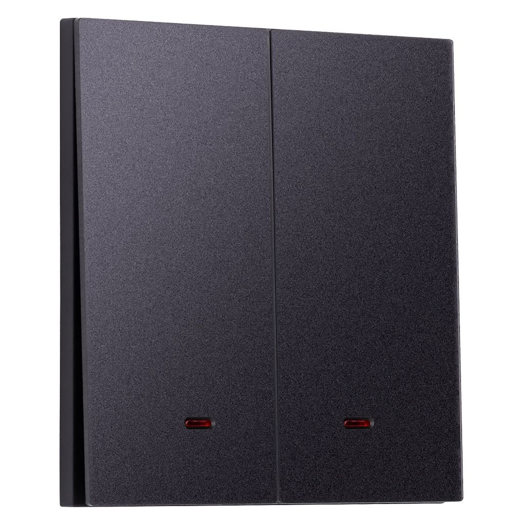 Выключатель 2-клавишный с индикатором независимый 10А черный акрил «Альтаир» (SBE-i11ba-10-SW2-1)