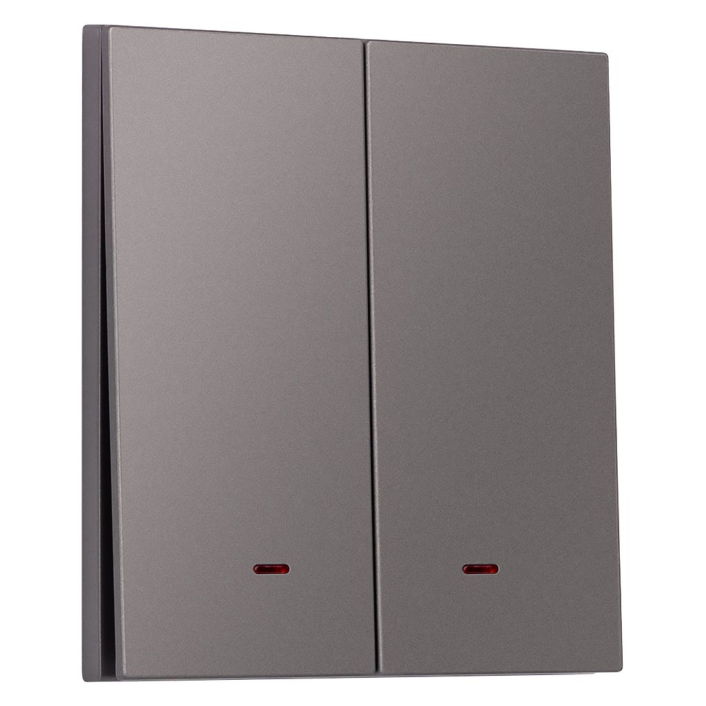 Выключатель 2-клавишный с индикатором независимый 10А графит «Альтаир» (SBE-i11g-10-SW2-1)