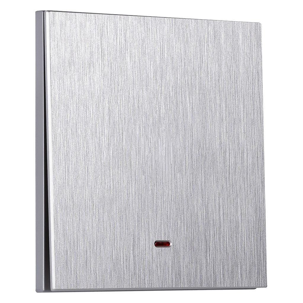 Выключатель 1-клавишный с индикатором независимый 10А алюминий серебро «Альтаир» (SBE-i11al-10-SW1-1