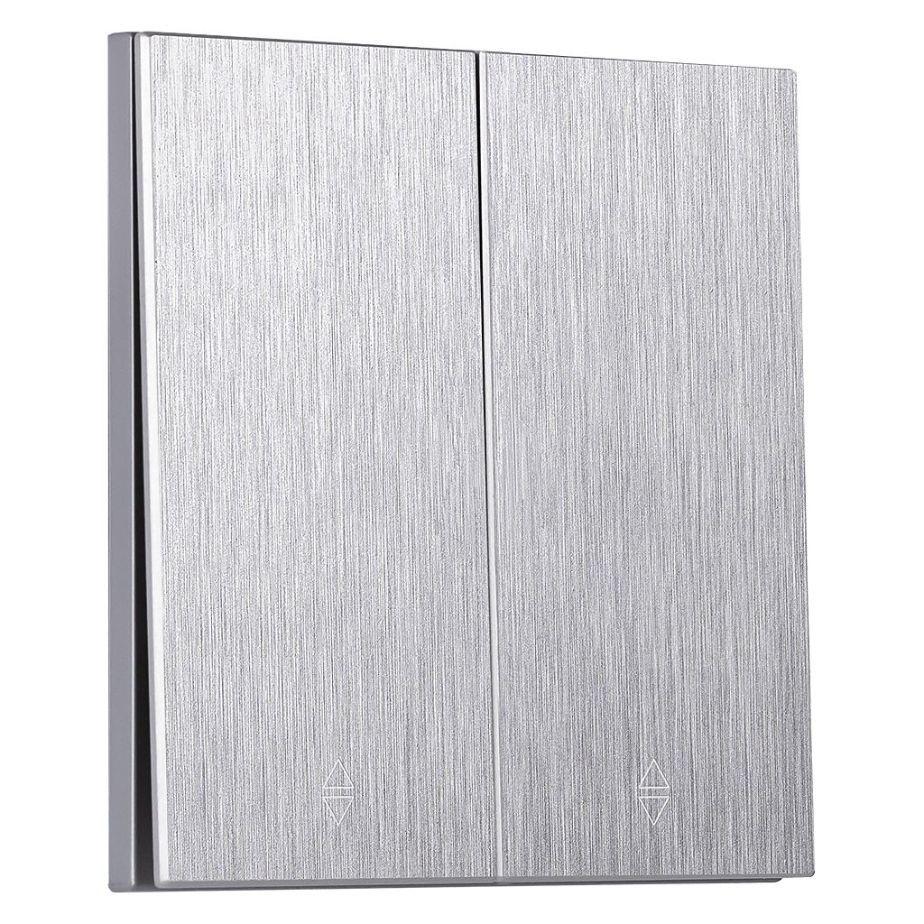 Выключатель проходной 2-клавишный независимый 10А алюминий серебро «Альтаир» (SBE-i11al-10-SW22-0)