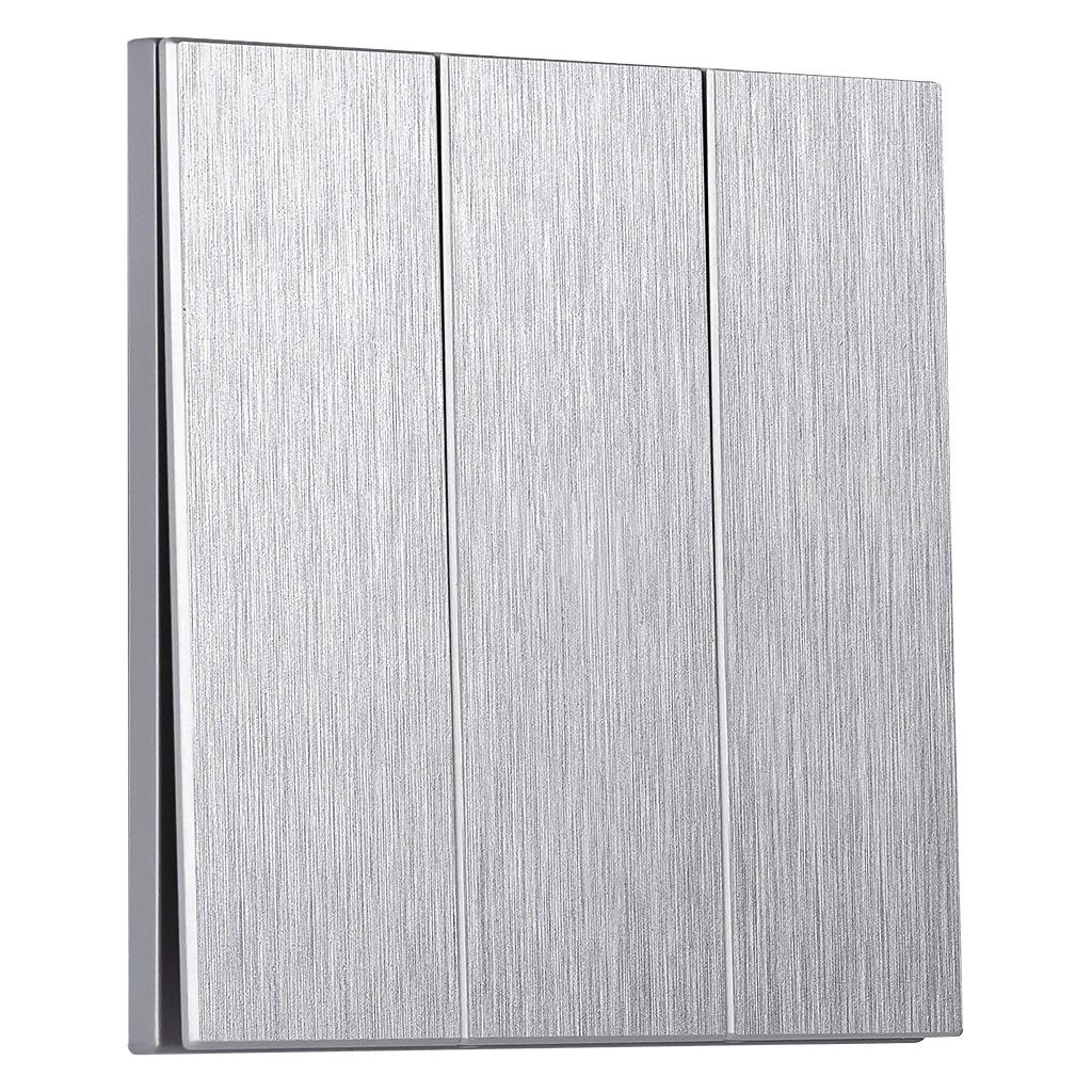 Выключатель 3-клавишный независимый 10А алюминий серебро «Альтаир» (SBE-i11al-10-SW3-0)