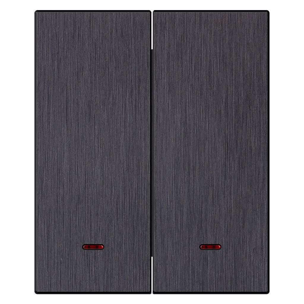 Выключатель 2-клавишный с индикатором модульный 10А алюминий черный «Альтаир» (SBE-m11alb-10-SW2-1)