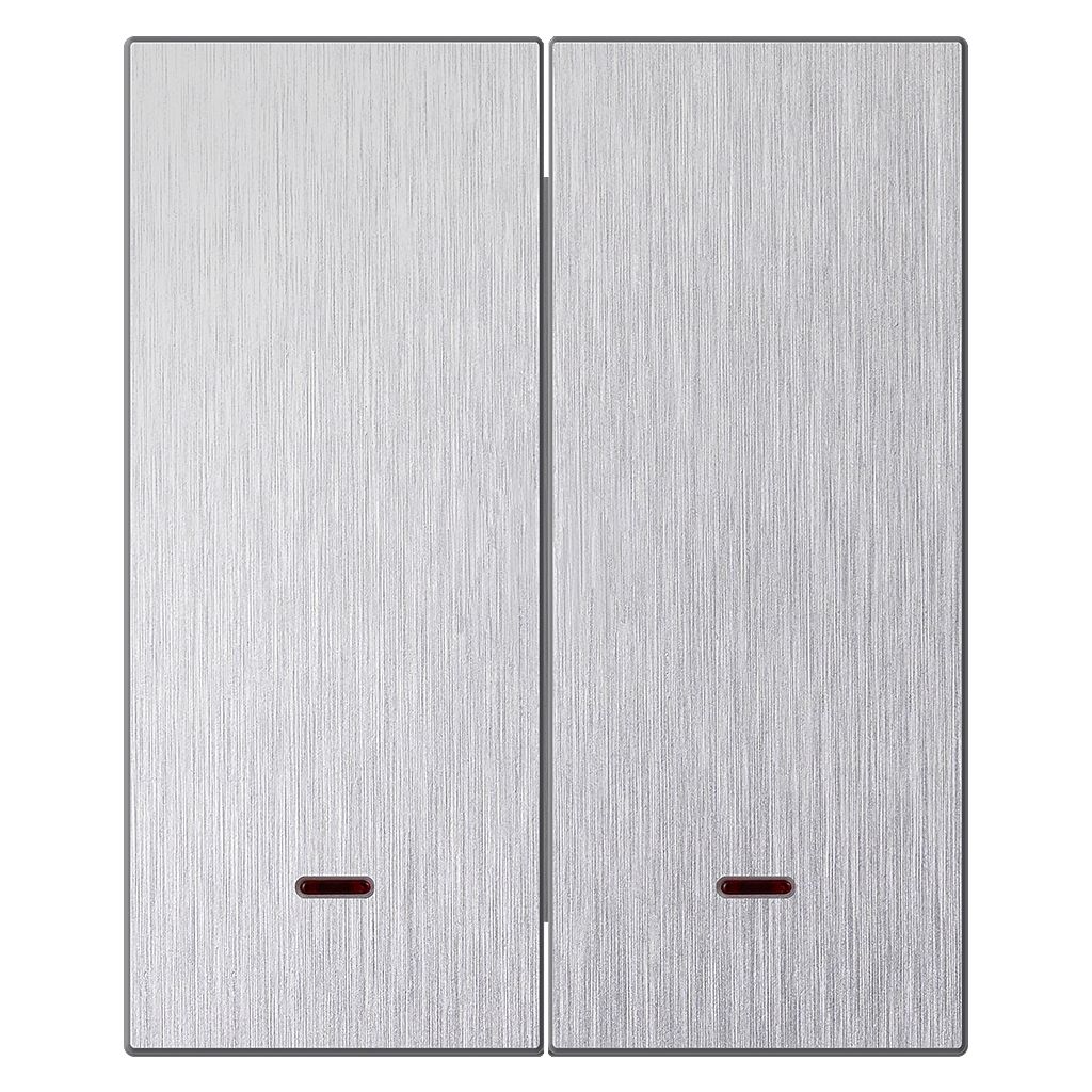 Выключатель 2-клавишный с индикатором модульный 10А алюминий серебро «Альтаир» (SBE-m11al-10-SW2-1)