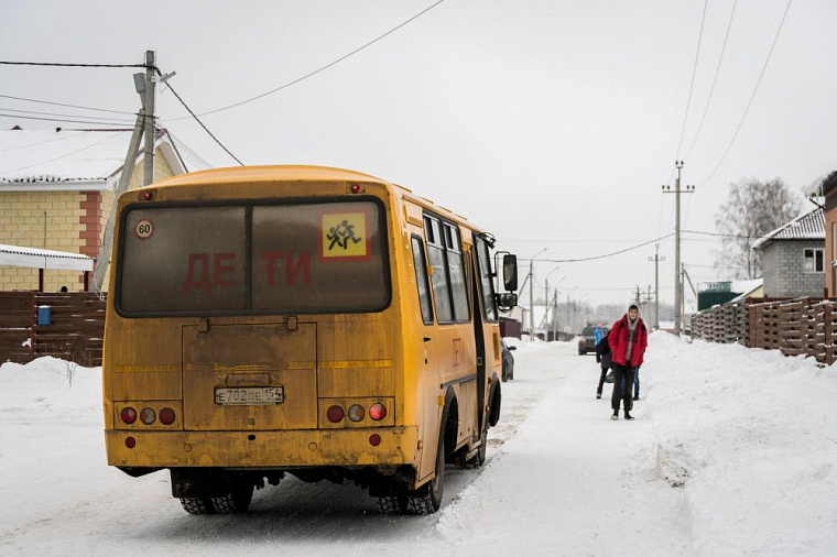 Из-за морозов до -35°C в десяти районах Новосибирской области приостановили подвоз детей к школам