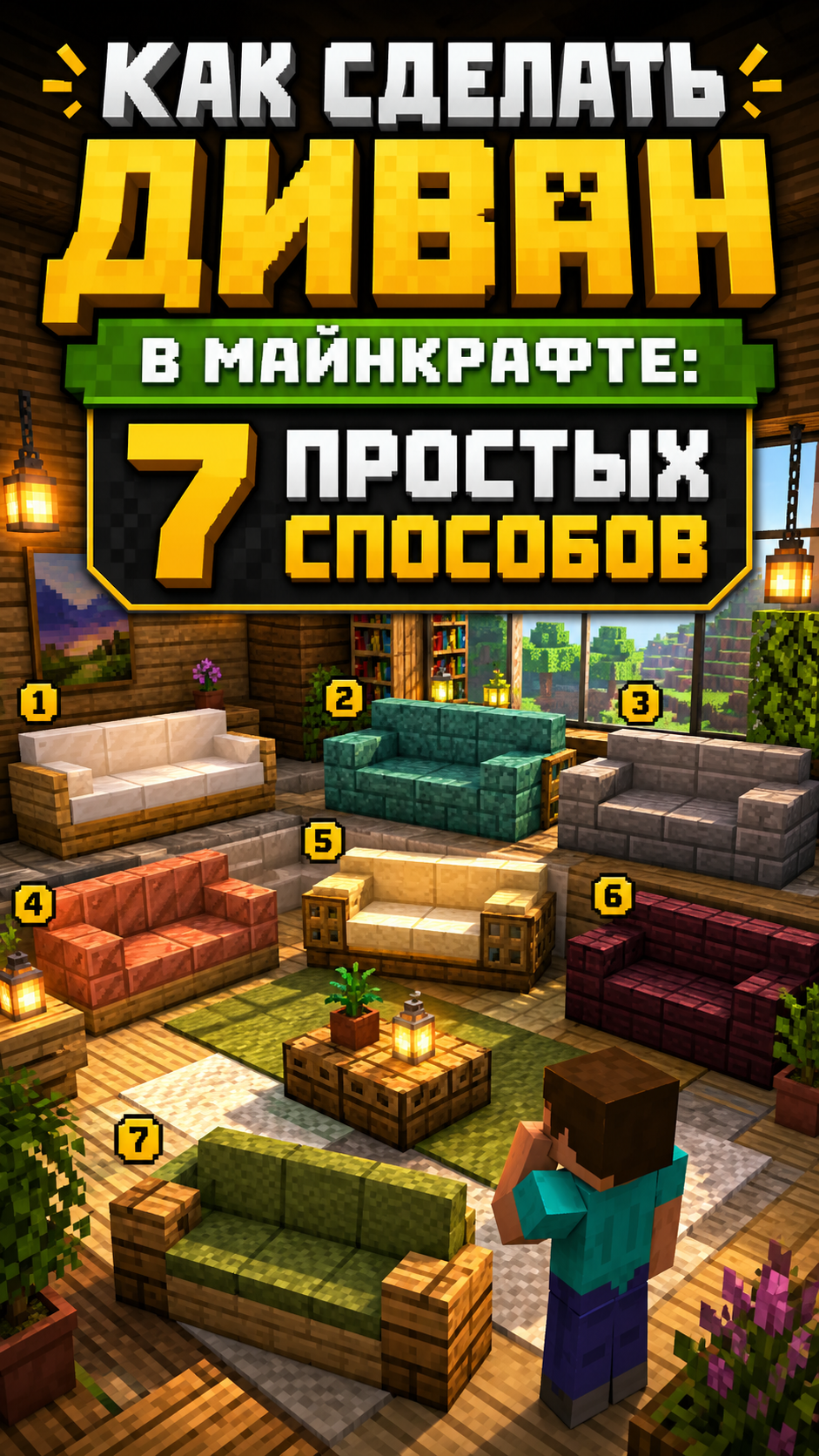 Как сделать диван в Майнкрафте: 7 простых способов от меня