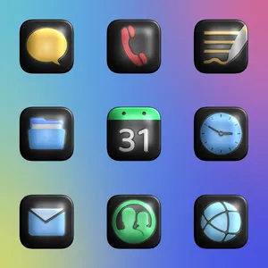 Glossy Dark 3D - Icon Pack