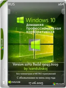 Windows 10 3in1 x64 22Н2 (build 19045.6029) by ivandubskoj 17.06.2025 [Ru]