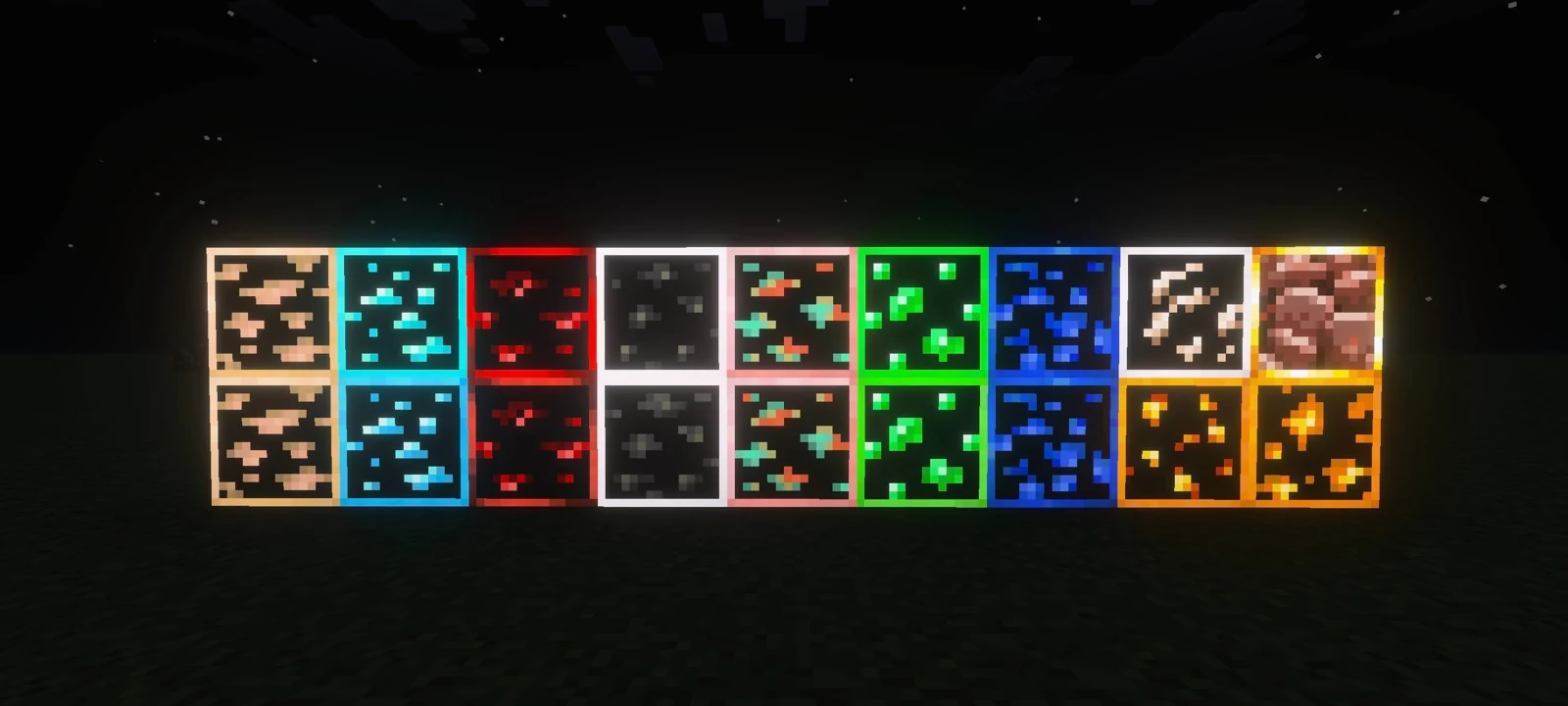 Изображение автора: Glowing Ores — светящиеся руды для Minecraft Bedrock