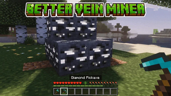 Better Vein Miner — добыча жил и рубка деревьев в Bedrock