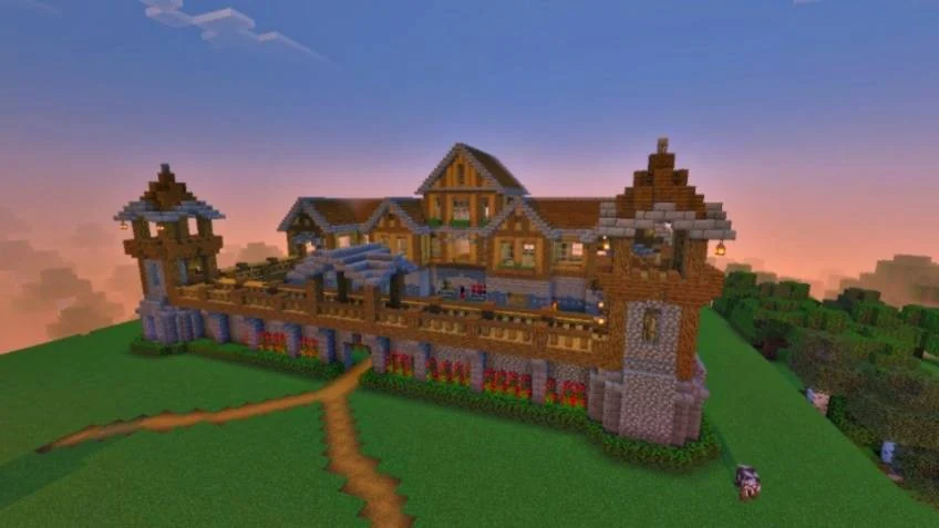 Castle House 08 — дом-замок для Minecraft Bedrock