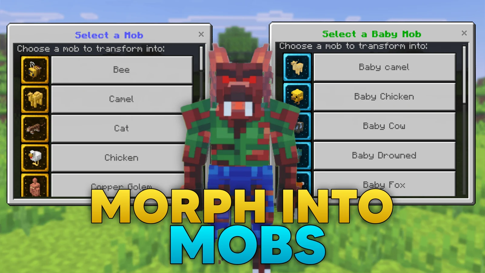 Morph Into Mobs — превращение в мобов для Minecraft Bedrock