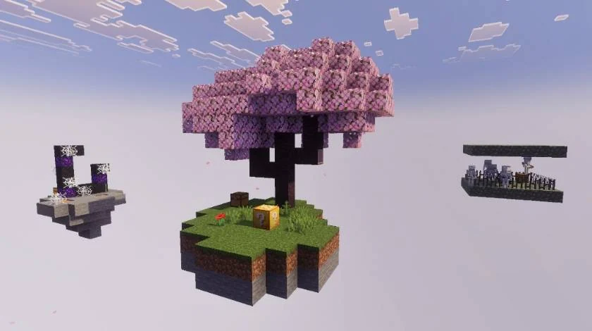 Изображение автора: Lucky Block SkyBase — небесная база с лаки-блоком для Bedrock