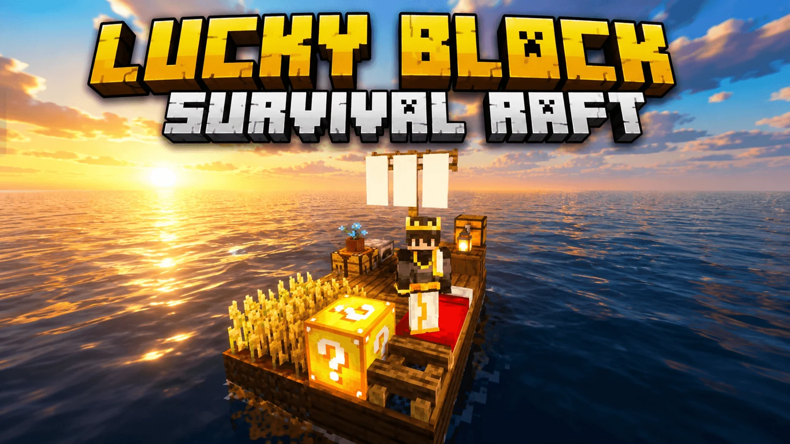 Lucky Block Survival Raft — выживание на плоту для Bedrock