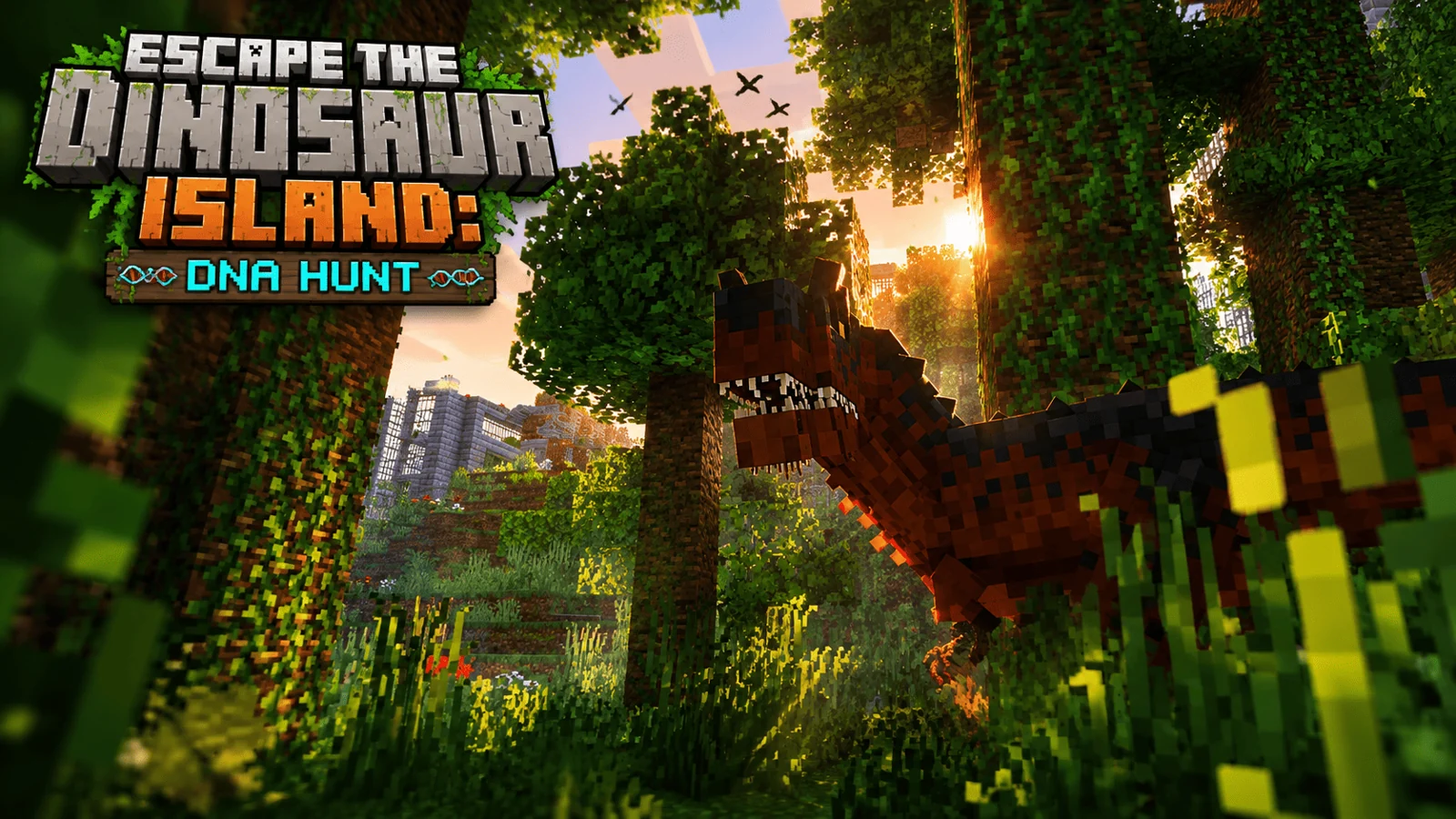 DNA Hunt — побег с острова динозавров для Minecraft Bedrock