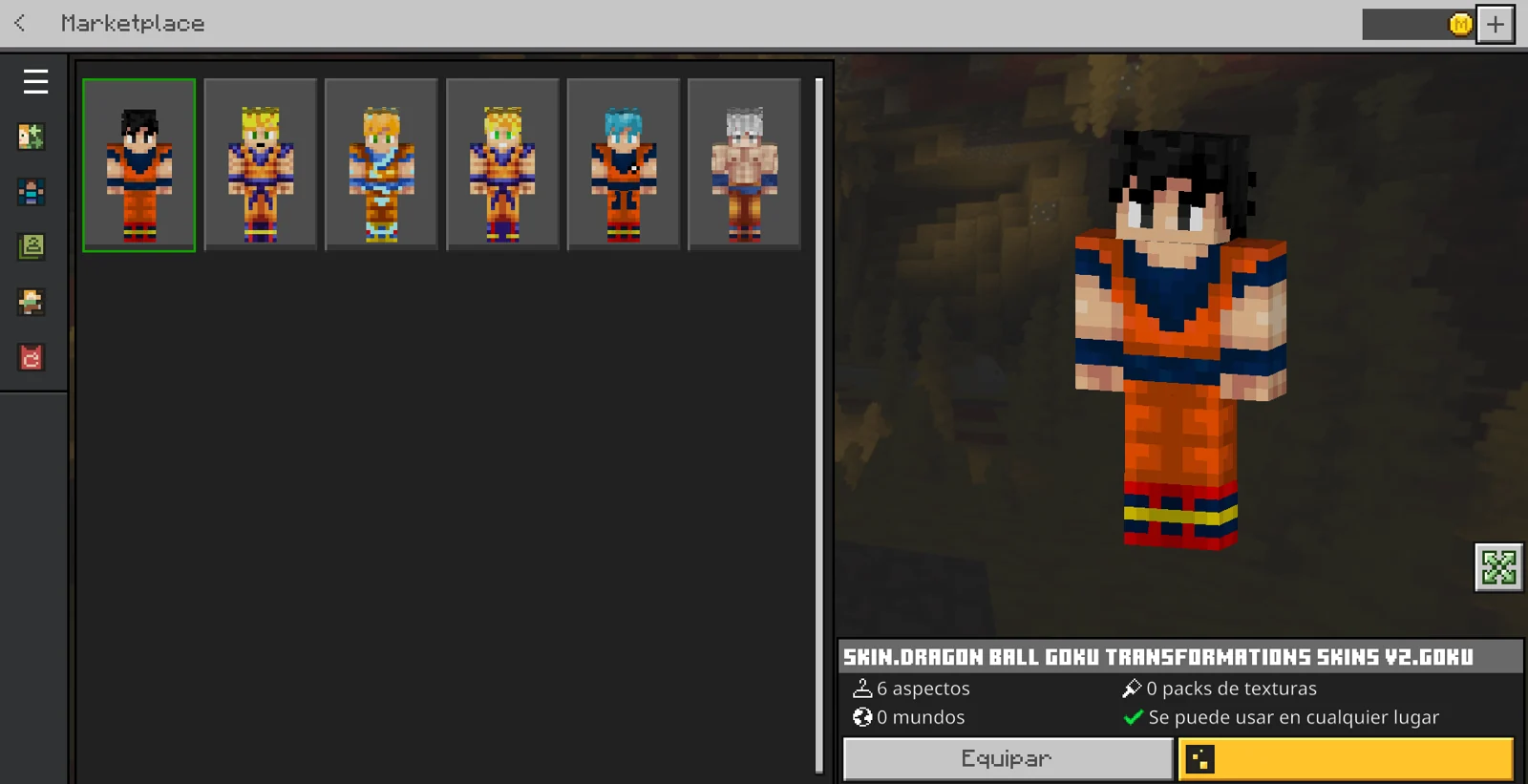 Изображение автора: Гоку Dragon Ball — 6 форм в скинах для Minecraft Bedrock