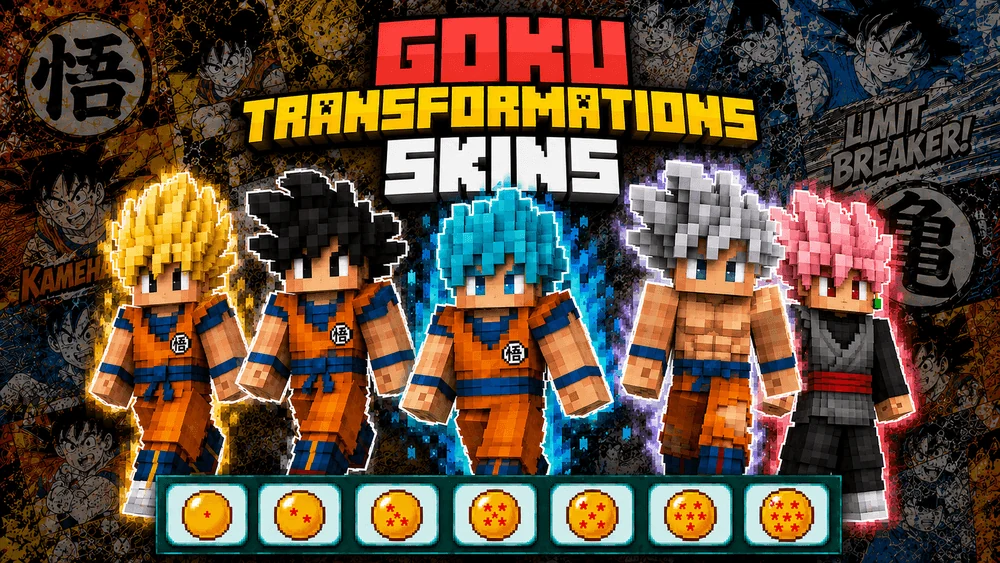 Гоку Dragon Ball — 6 форм в скинах для Minecraft Bedrock
