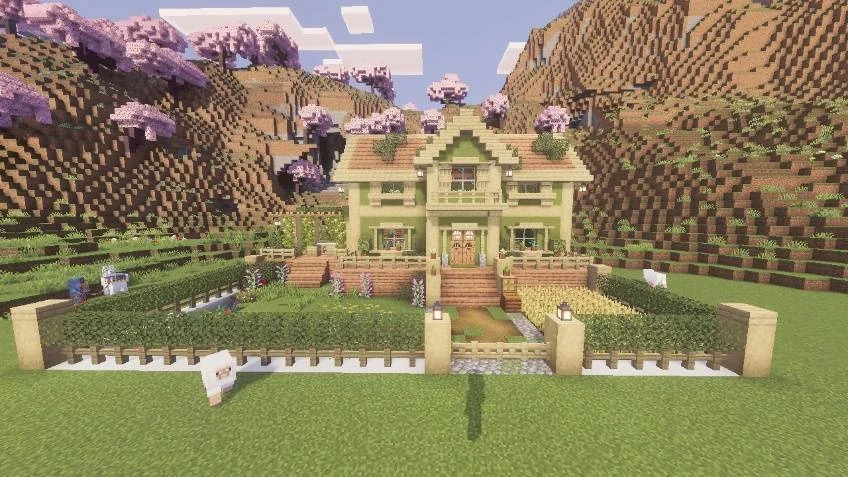 Birch House 17 — готовый берёзовый дом для Minecraft Bedrock — скриншот 2
