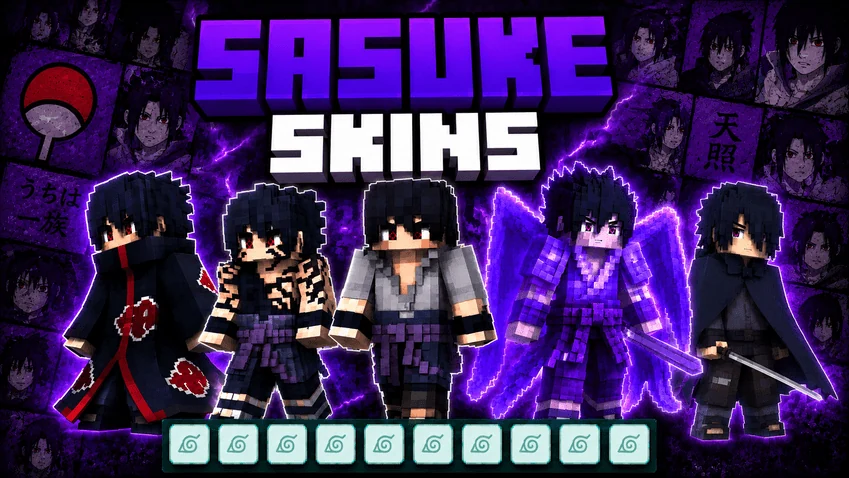 Саске Учиха — 6 скинов Naruto для Minecraft Bedrock