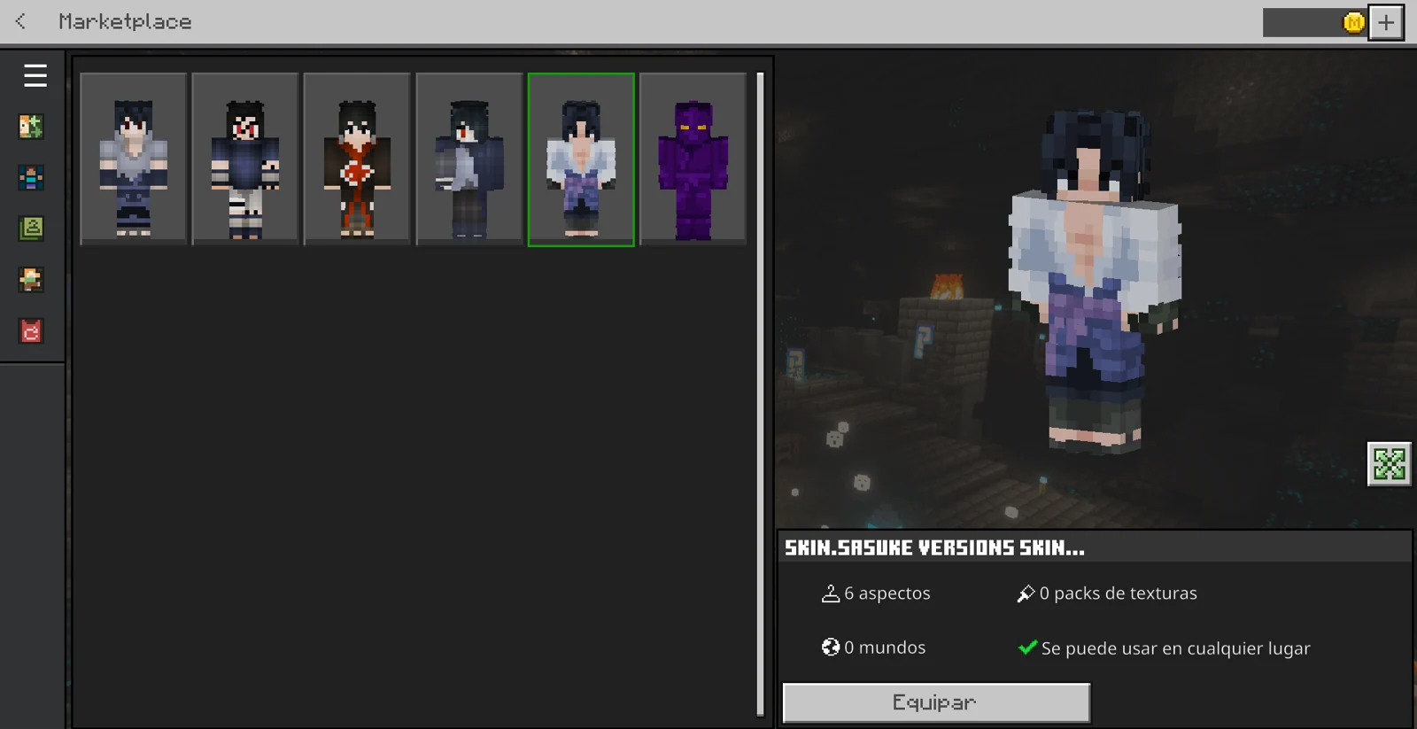 Изображение автора: Саске Учиха — 6 скинов Naruto для Minecraft Bedrock