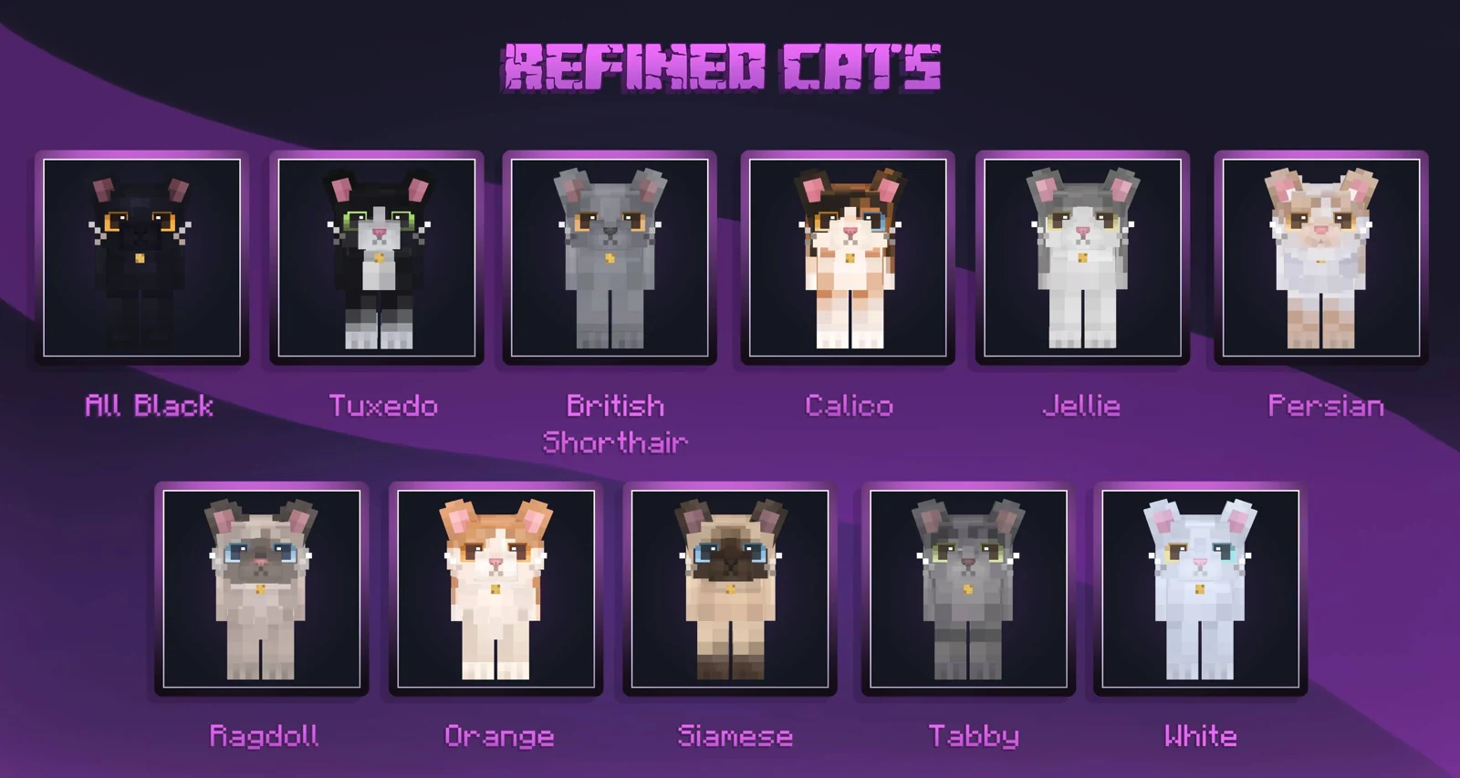 Refined Cats — новые модели и текстуры кошек для Bedrock