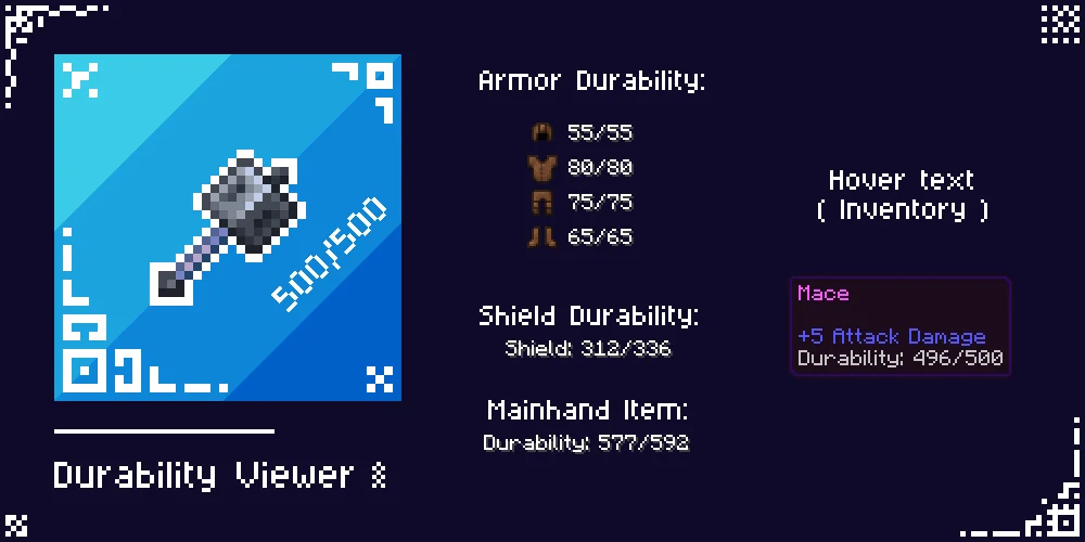 Durability Viewer — прочность инструментов и брони в Bedrock