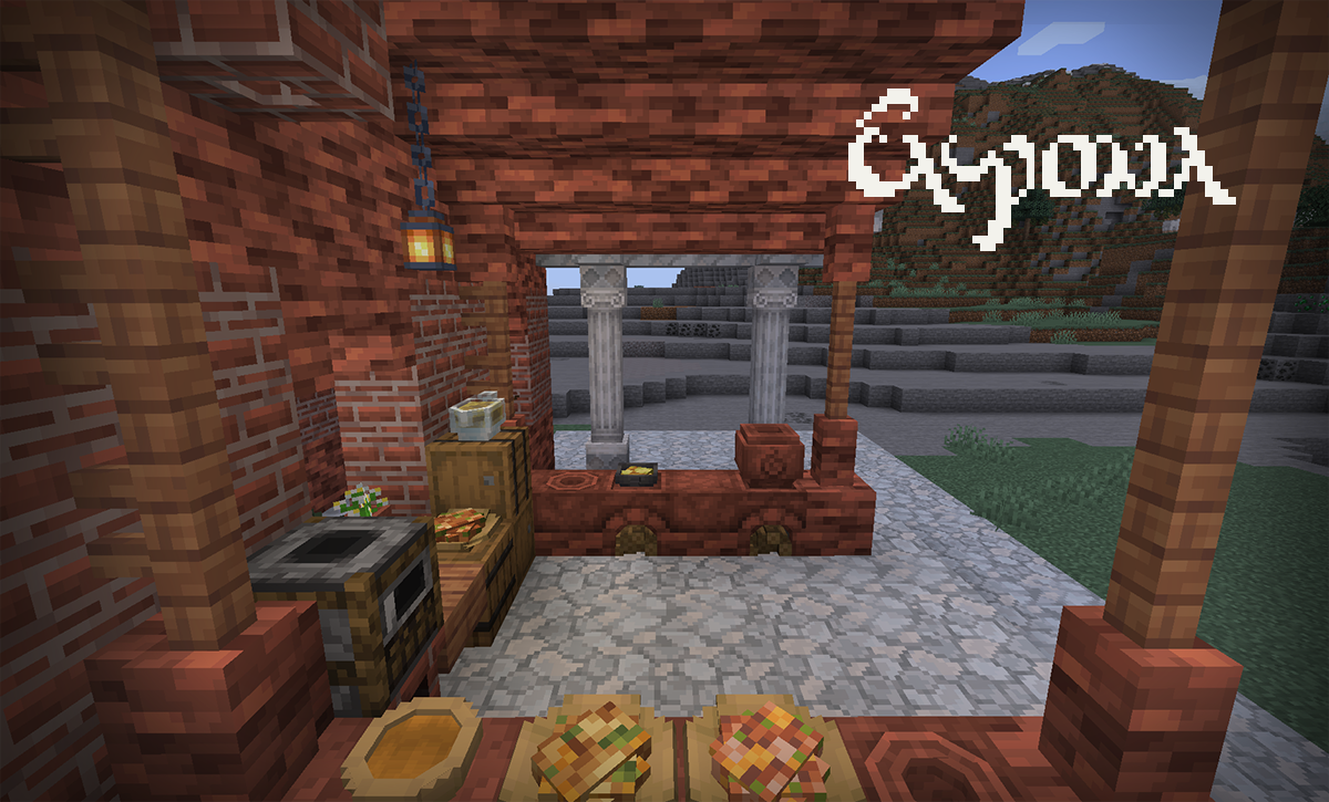 Скриншот Мод Caupona [1.21.1] для Minecraft — древнегреческая и римская кухня 1