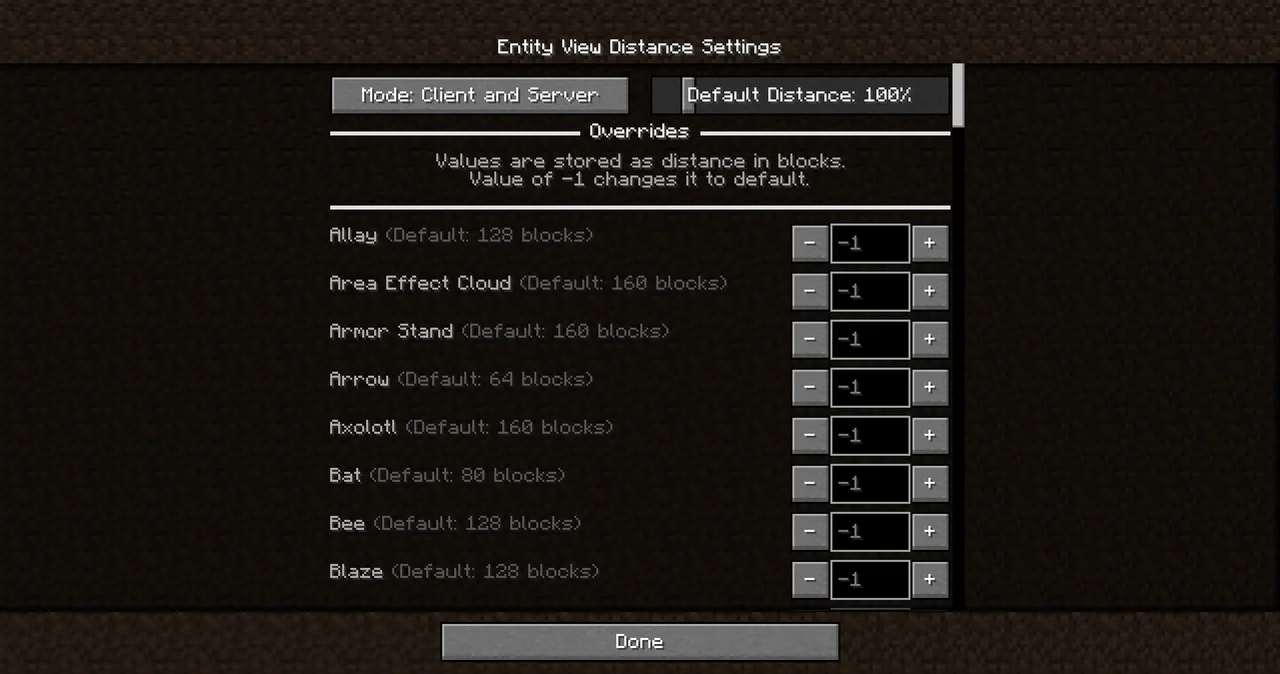 Entity View Distance