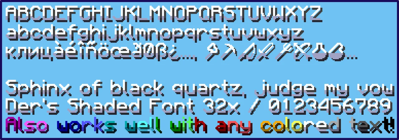 Скриншот Der's Smooth Shaded Font (Faithful 32x) 2