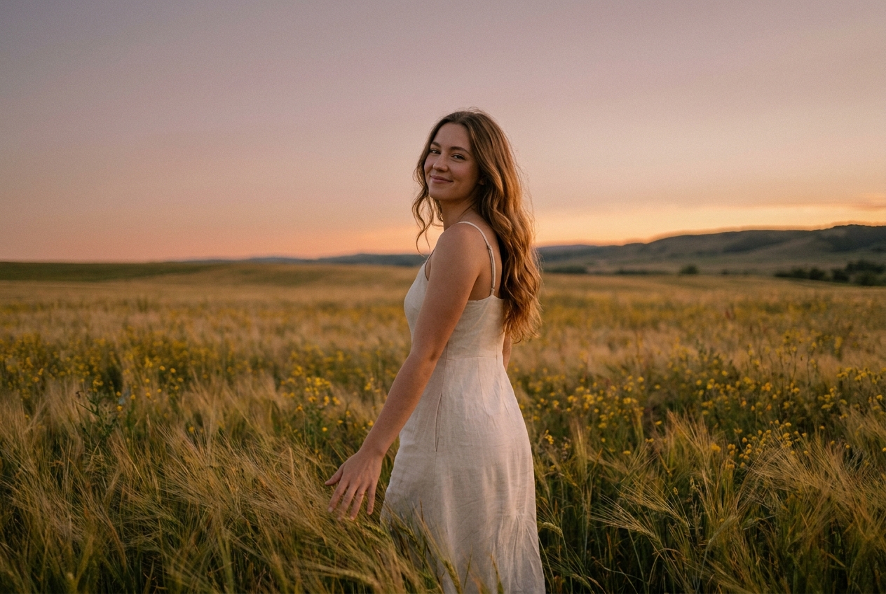 Sunset field portrait