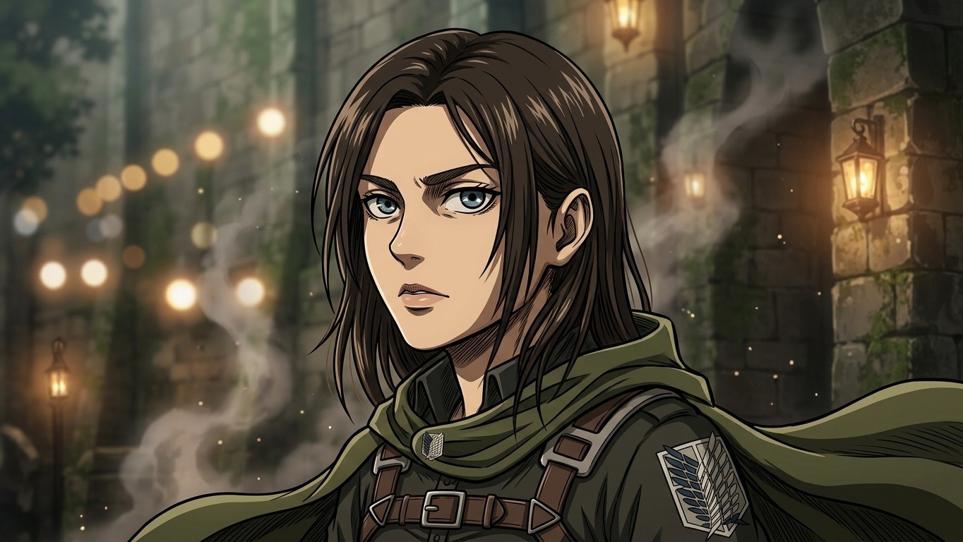 The same portrait in a second art style: different palette, shading and costume — после