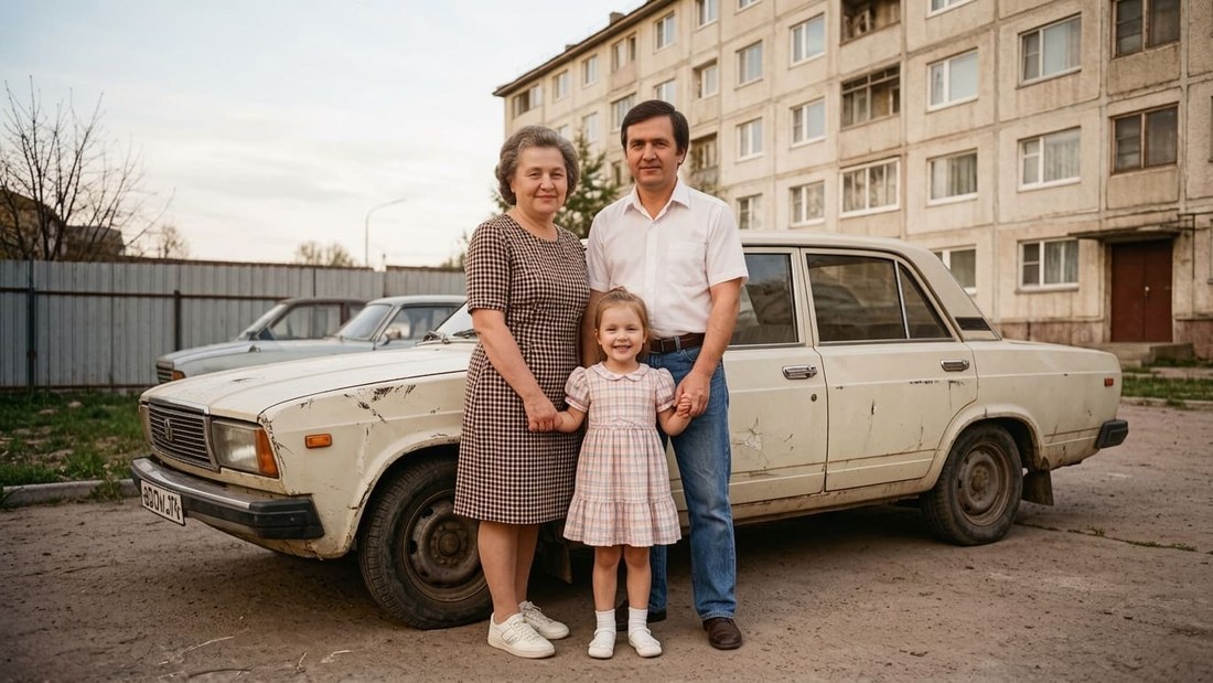 A family shot turned into an anniversary card with a gold frame and lettering — до