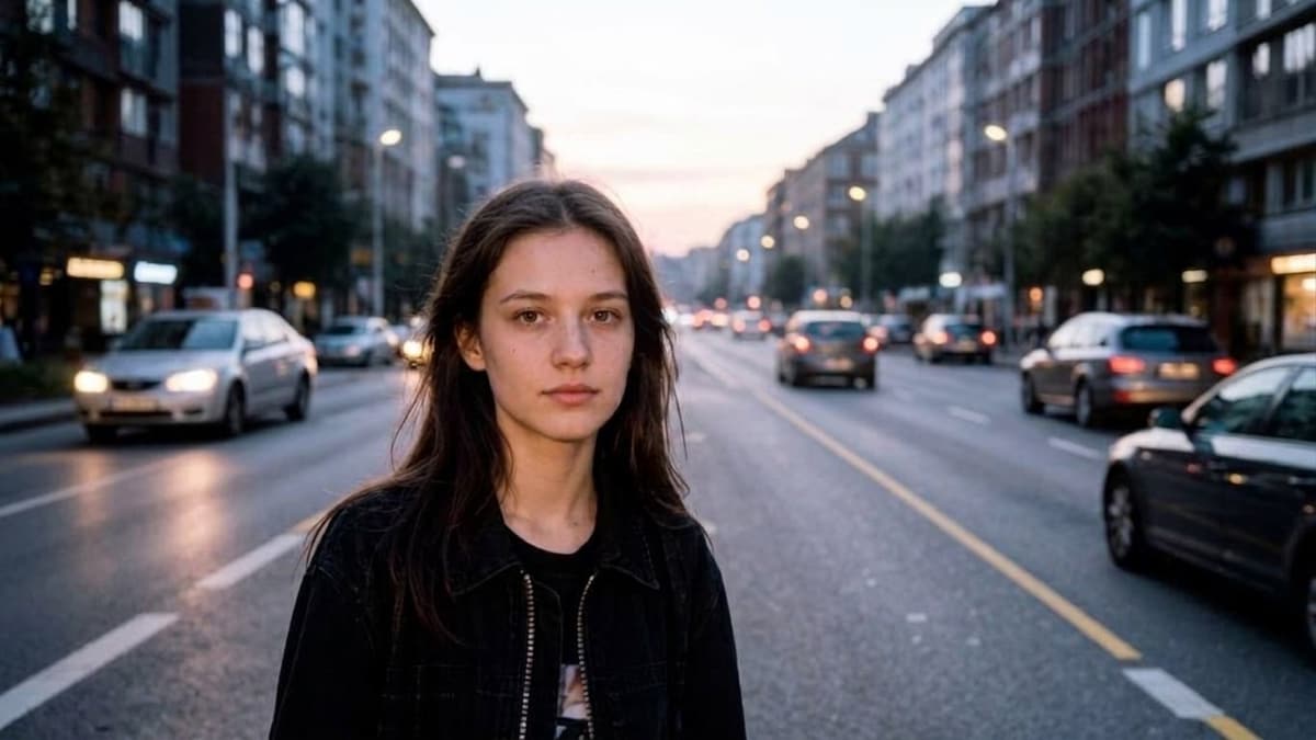 С городского кадра убран второй человек, улица достроена — после
