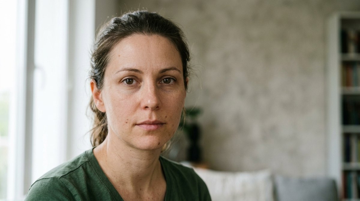 A portrait with blotches evened out and the under-eye shadows softened — after