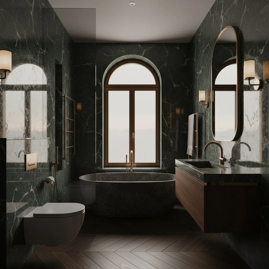 Verde marble с латунью