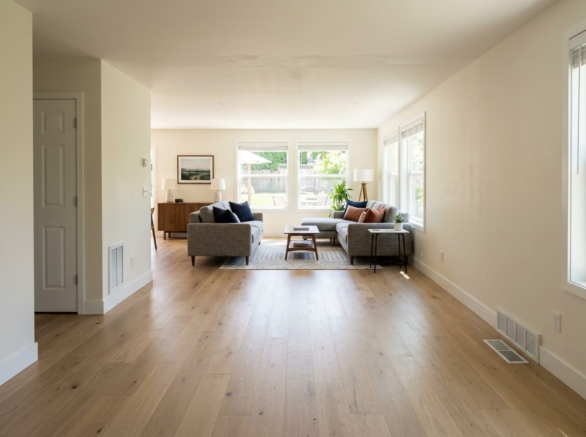 Open room after a partition wall between two rooms was removed