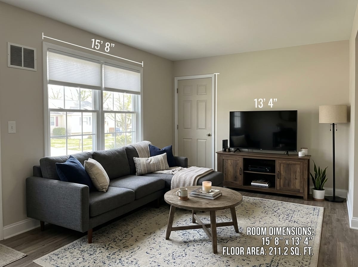Draw the room in feet and inches
