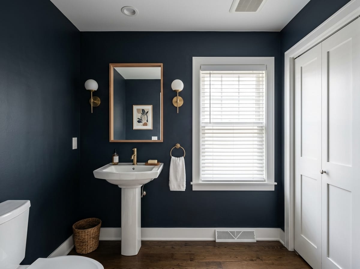 Dark powder room