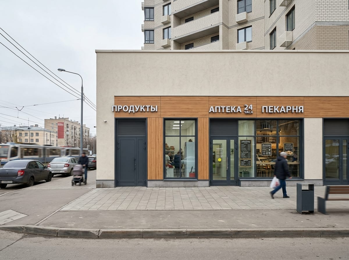 Светлый холл подъезда новостройки с панелями под дерево