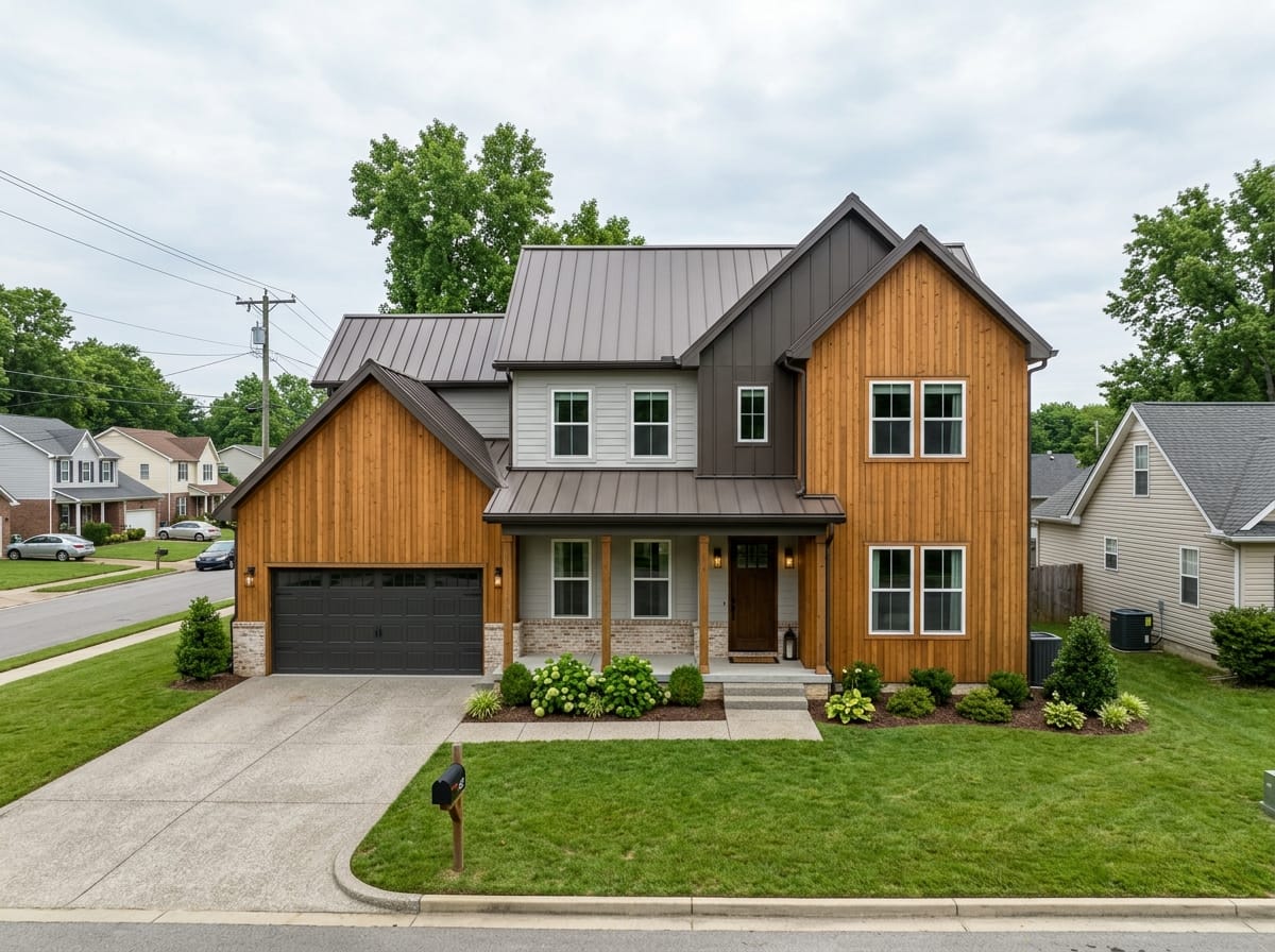 Standing seam with a wood accent