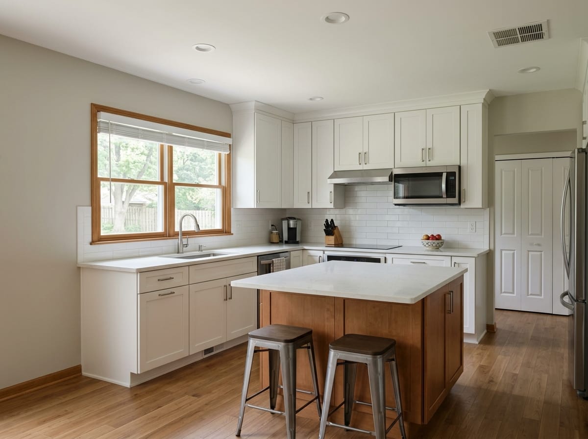 Transitional white and wood