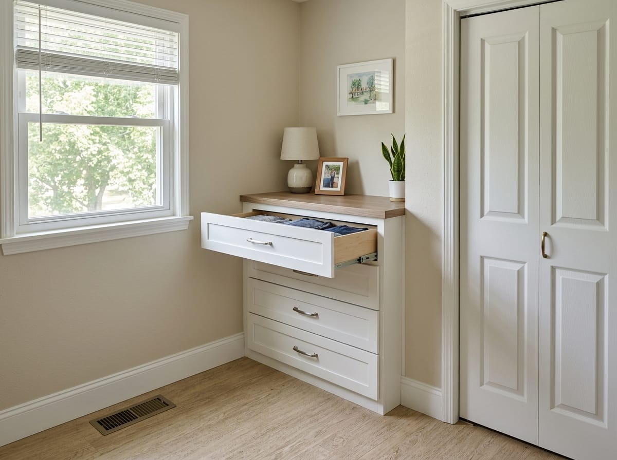 Drawers, not doors, below the counter