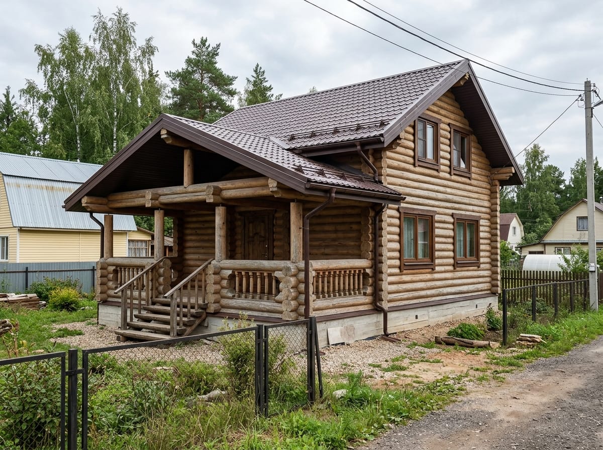 Деревенский и бревенчатый дом