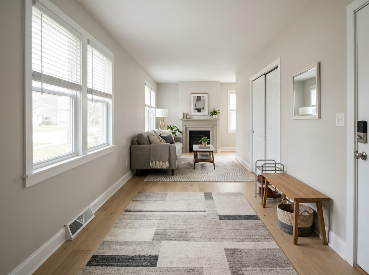 Long, narrow front room