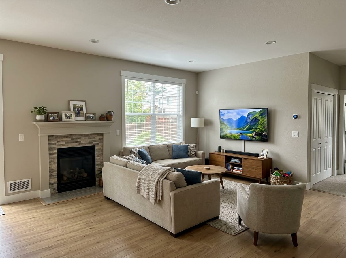 Fireplace and TV on different walls
